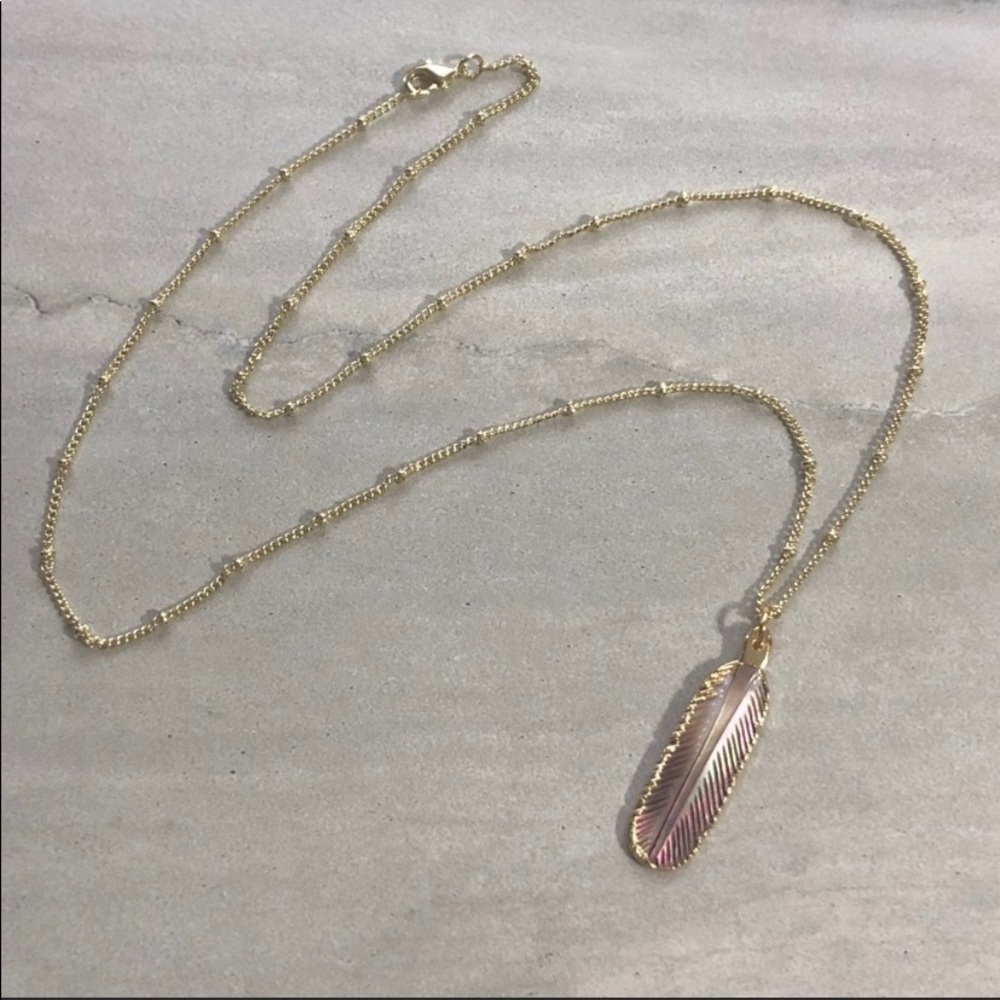 Iridescent Luxury Boho Feather Pendant Necklace